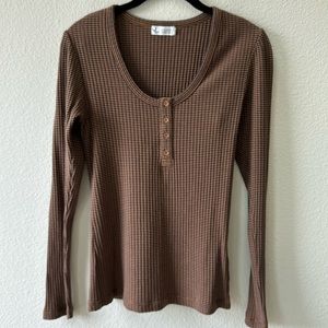 Carve Designs Ribbed Long-sleeved Cotton Henley Small